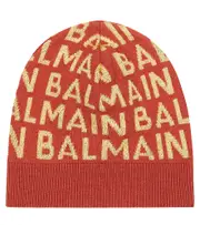 [Balmain Kids] Balmain Kids Logo wool-blend beanie II red
