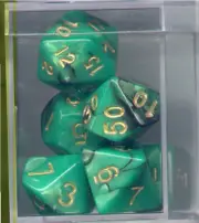 NEW Style ! CUBE RPG Dice Set of 7 - Twisted Black-Green