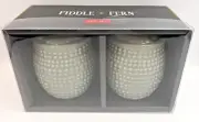 New Sage Salt & Pepper Shakers Hobnail Design Ceramic Modern Fiddle + Fern