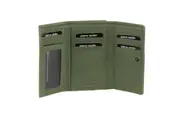 Pierre Cardin Leather Ladies Woven Design Tri-fold Wallet in Leaf Green