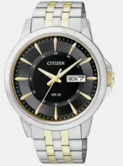 Citizen BF2018-52E Men's Two-Tone Quartz Watch Day Date Black Dial Stainless Ste