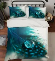 3D Peacock Feather ZHUA117 Bed Pillowcases Quilt Duvet Cover Set Queen King Zoe