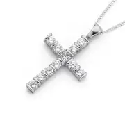 Silver Cubic Zirconia With Bars Cross in Clear