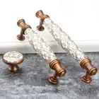 Antique Ceramic Flower Pattern Door Knobs Cabinet Cupboard Drawer Pull Handles