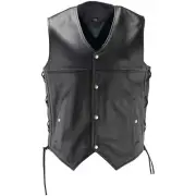 River Road Men's Old Skool Motorcycle Leather Vest - Black - 4XL 022/V/5203 4XL