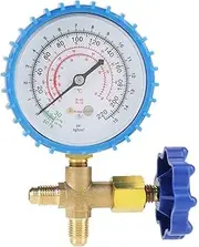 Pressure Gauge, Plastic + Metal 1/4" Air Conditioning Refrigerant Recharge Pressure Gauge Manometer Fit for R410A R22 R134A R404A