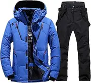 [Aoleaky] Thermal Winter Ski Suit for Men Windproof Skiing Down Jacket Bibs Pants Set Male Snow Costume Snowboard Wear, 1set(jacket Pants)04, X-Large
