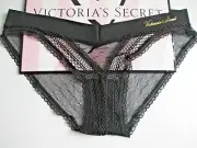 VICTORIA'S SECRET Incredible Fishnet Lace Mesh Black Bikini Panty M L Sexy VS