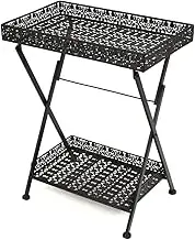 Coffee Table, End Table Side Table Sofa Table Tea Table Table for Living Room Folding Tea Table Vintage Style Metal 58x35x72 cm Black