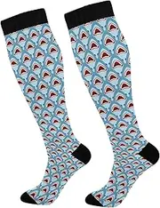[Caihoyu] Soccer Socks For Women & Men Support for Nurses,Running,Athletic,Travel fish sea Pattern Sea Predator, Fish Sea Pattern Sea Predator