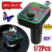 1/2Pcs Car Bluetooth FM Transmitter Wireless USB Charger MP3 Player Handsfree DS