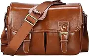 Medium PU Leather Camera Bag Camera Case SLR DSLR Shoulder Messenger Bag Insert Fit for Nikon Fit for Sony Fit for Fuji Fit for PENTAX Fit for Leica 115(Medium Brown)