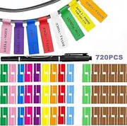720Pcs Cable Labels, BetterJonny Self-Adhesive Cable Cord Labels 12 Colors Wire Identification Stickers Waterproof Marking Labels Write-on and Printable Name Tags for Identification and Organization