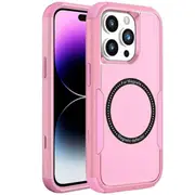 For Apple iPhone 15 Plus MagSafe Compatible 3in1 Case Hybrid Armor Heavy Duty Shockproof Cover (Rose Gold)