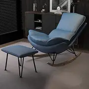 YVYKFZD Nursery Rocking Chair, Leisure Sofa Glider Chair, Comfy Upholstered Lounge Chair with High Backrest, for Nursing Baby, Reading, Napping (Color : Blue)