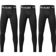 Boys Youth Compression Leggings Pants Base Layer for Running Sports 3 Pack XS
