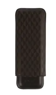 Davidoff Brown Leather Geometric Pattern XL-2 Double Cigar Case / Pouch 105587