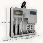 Multi-Slots Battery Charger LCD Smart Adapter USB Rechargeable Batteries AA /AAA