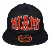 Miami FL Flat Bill Snap Back Ball Cap Embroidered Black/Red Adjustable Hat