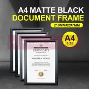 4PK Document Certificate A4 Frame Matte Black Bevel Edges Stylish