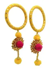 Traditional Floral Bangles In Yellow Gota Patti Bangles Set For Girls