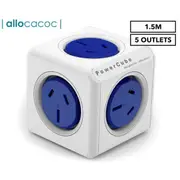ALLOCACOC POWERCUBE Extended 5 Outlets, 1.5M - Blue