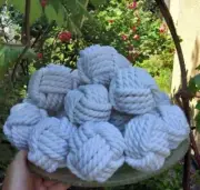 3.5" Set 15 Coastal Wedding Table Name Holder Monkey Fist Rope Knot Rustic ball