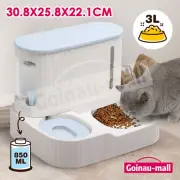 Auto Pet Dog Cat Feeder Food Water Dispenser Bowl Automatic Gravity Fed 2 In 1