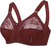 [ANTIY] Womens Wireless Lace Bras Ultra Thin Comfort Bra Lingerie Full Coverage Unlined Sexy Bralette Plus Size C D Cup (Color : Wine, Size : 105/46C)