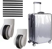 [Kioiner] Suitcase Cover, 28-inch Travel Luggage Cover protector, Transparent Protective Case, PVC Suitcase Covers Waterproof, Comes with 8 Luggage Wheel Covers in 2 Different Patterns, Black