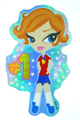 Cute Girl Holo Prism Vending Sticker Decal Glossy 2002 Retro Collectible