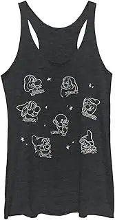 [Disney] Girls Princess Many Dwarves Tri-Blend Racerback Layering Tank
