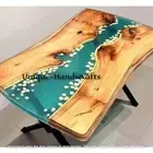 36"x24" Walnut Coffee Epoxy Table Live Edge Epoxy Center Table Patio Table Decor