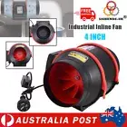 4" inch Inline Fan Industrial Extractor Duct Hydroponic Exhaust Vent Silent 2024