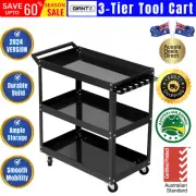Giantz 3-Tier Tool Cart Workshop Trolley Mechanic Garage Mobile Storage Black