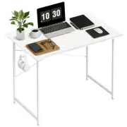 32 Inch Home Office Computer White Small Desk PC Table with Headphone Hooks
