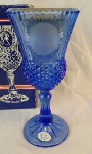 AVON George Washington Goblet FOSTORIA Cobalt Blue Glass Perfumed Candle Holder
