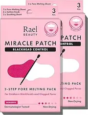Rael Blackhead Remover, Miracle Patch Melting Pack, Nose Strips for Blackheads, Pore Cleansing and Soothing Sheets, 3 Step Kit, Sebum Removing Cotton Swabs, Dermatologist Tested