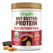 Orgain X Justin's ® Organic Vegan Nut Butter Protein Powder, Chocolate Peanut...
