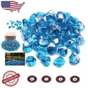 Margarita Azure Blue Fire Glass - 1-Inch Diamonds for Fire Pits & Aquariums