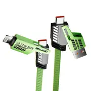 ZUSLAB 4-in-1 65W Fast Multi Charging Cable Nylon Braided for Laptop/Tablet/iPhone/iPad Charger Cord with Lightning/Type C/USB A Port - 1M (Green)
