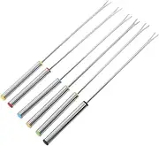 LABRIMP 6pcs Fondue Fork with Heat Resistant Grip for Cheese Chocolate Hot Pot and Barbecue for Family Gatherings and Parties