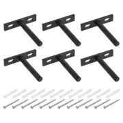 6Pcs 3 Inch Wall Mounting Floating Shelf Bracket Blind Shelf Support, Black