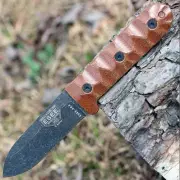ESEE PR4 Fixed Blade Survival Knife Bushcraft Outdoor Dark Tan Leather Sheath