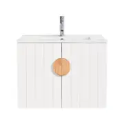 CIBO 600mm White Freshwater Wall Hung Bathroom Vanity With Oak Handle