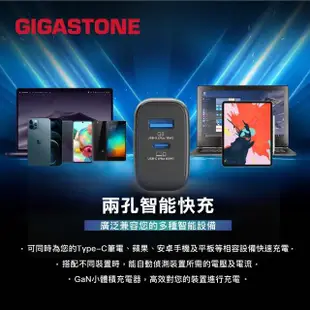 【GIGASTONE 立達】65W GaN氮化鎵雙孔USB-C+A PD快充充電器PD-7655B(支援iPhone15/MacBook/筆電快充充電頭)