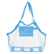 Mesh Beach Bag, Large Sand Backpack Sea Shell Tote Bags, Sky Blue