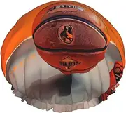 Basketball Orange Print Shower Cap For Women Men Reusable Lightweight Soft Bath Hair Cap With Elastic Band