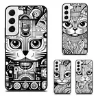 black white cat zendoodle Protective Case For Samsung Galaxy Z Fold Flip 3 4 5 6