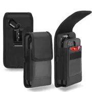 For Google PIXEL 4 Black Nylon Wallet Belt Clip Holster Pouch Case Pocket Cover